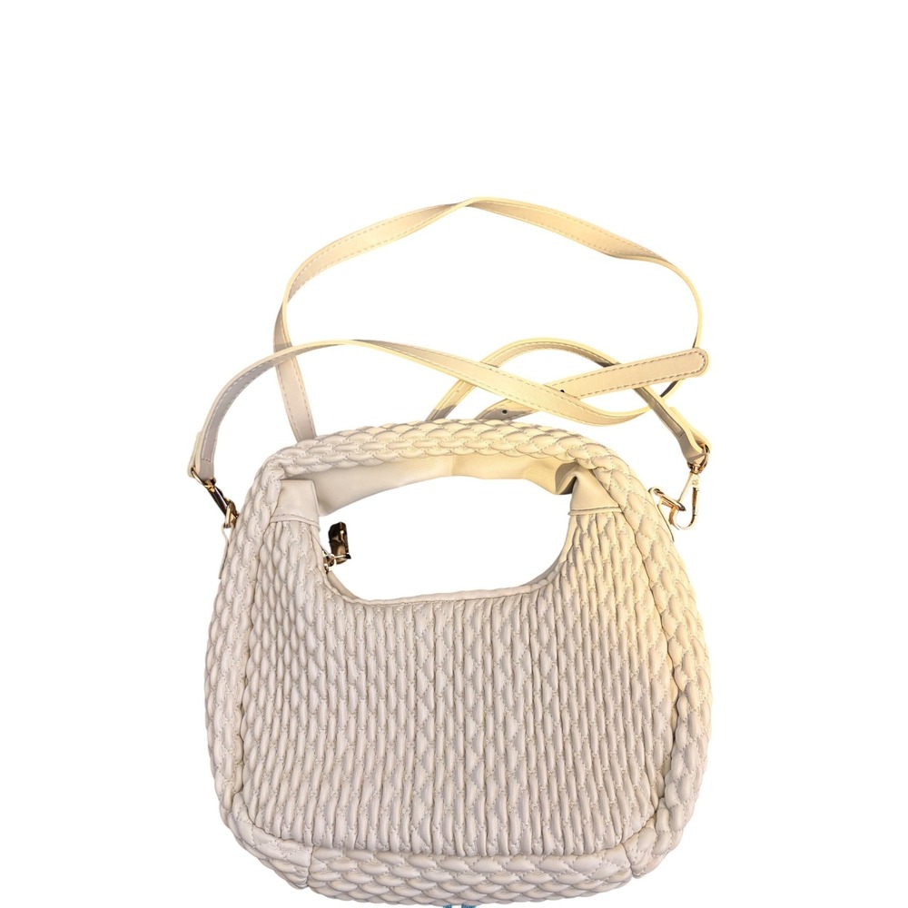 Sincerely‎ Jules Cream Quilted Hobo Bag Braided Handle Crossbody Ivory Ruched